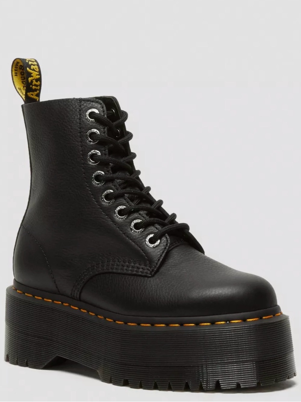 Dr. Martens 1460 MAX LEATHER PLATFORM BOOTS in Black Pisa Size 9 - Picture 1 of 12
